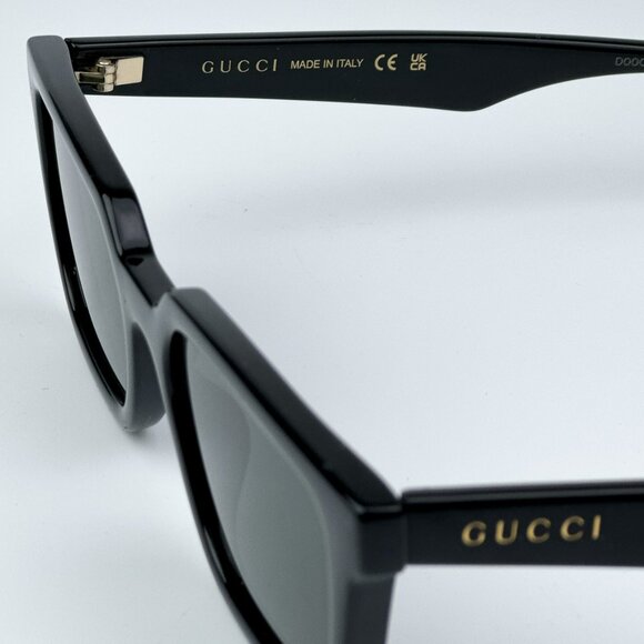 Gucci GG1539S 001 BRAND NEW Sunglasses Black Grey Unisex Rectangle - Picture 11 of 13